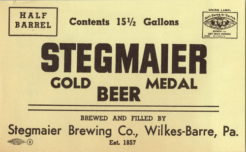 Stegmaier beer keg label - stegmaier,